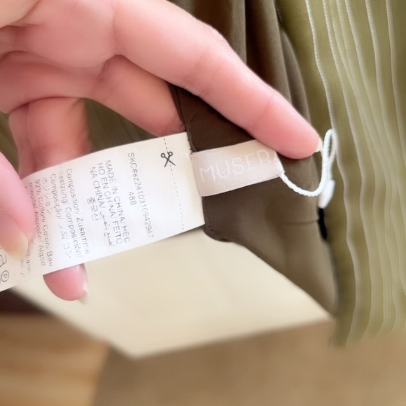 Olive Pinstripe Women's Trench Coat - Picture 2 of 6